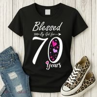 Wo 70th Birthday Tee Gift and Blessed for 70 Years Birthday Women's T-Shirt thumb 3