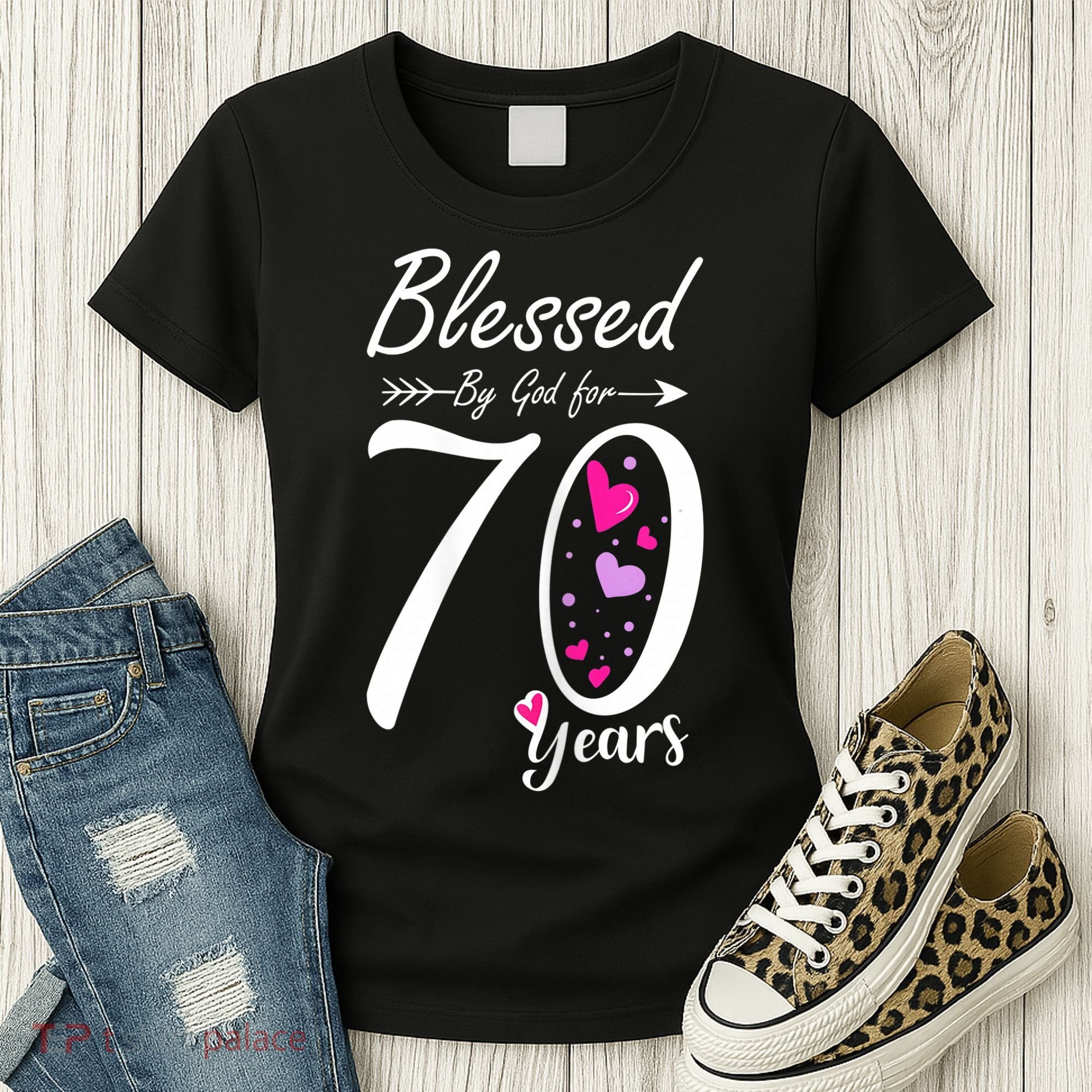 Wo 70th Birthday Tee Gift and Blessed for 70 Years Birthday Women's T-Shirt