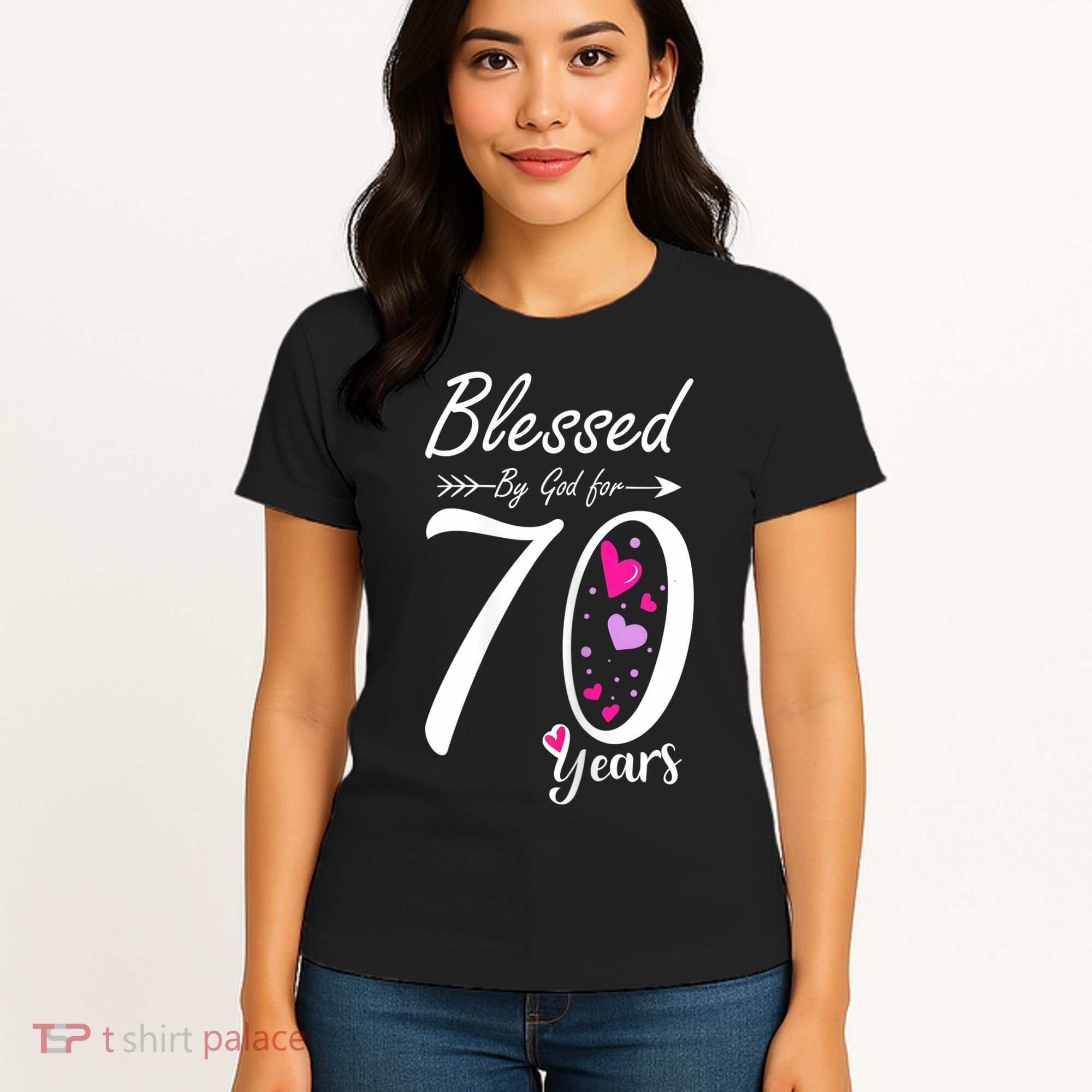 Wo 70th Birthday Tee Gift and Blessed for 70 Years Birthday Women's T-Shirt