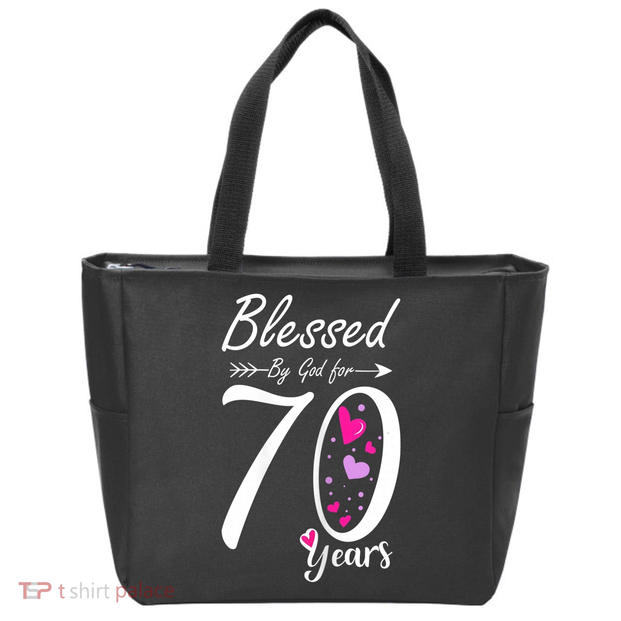 Wo 70th Birthday Tee Gift and Blessed for 70 Years Birthday Tote Bag