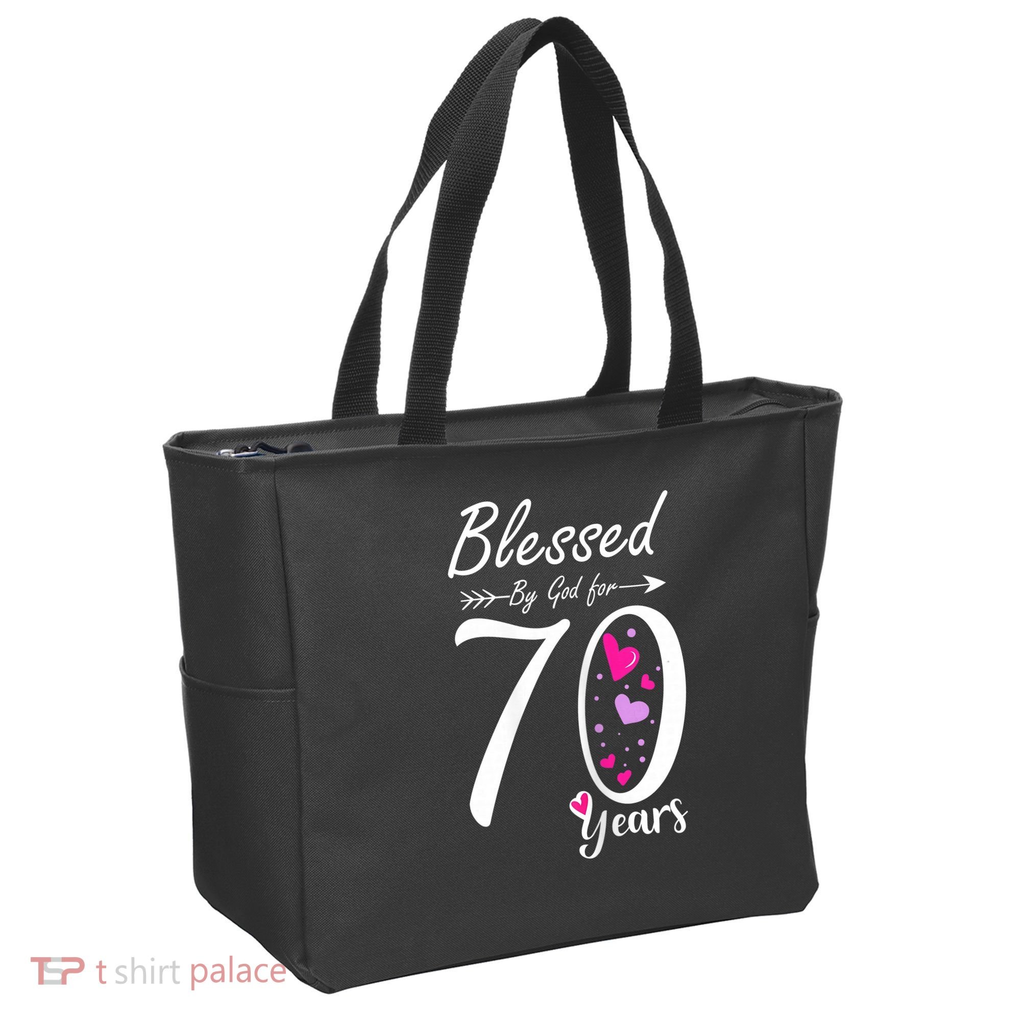 Wo 70th Birthday Tee Gift and Blessed for 70 Years Birthday Tote Bag