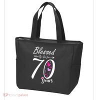 Wo 70th Birthday Tee Gift and Blessed for 70 Years Birthday Tote Bag thumb 3
