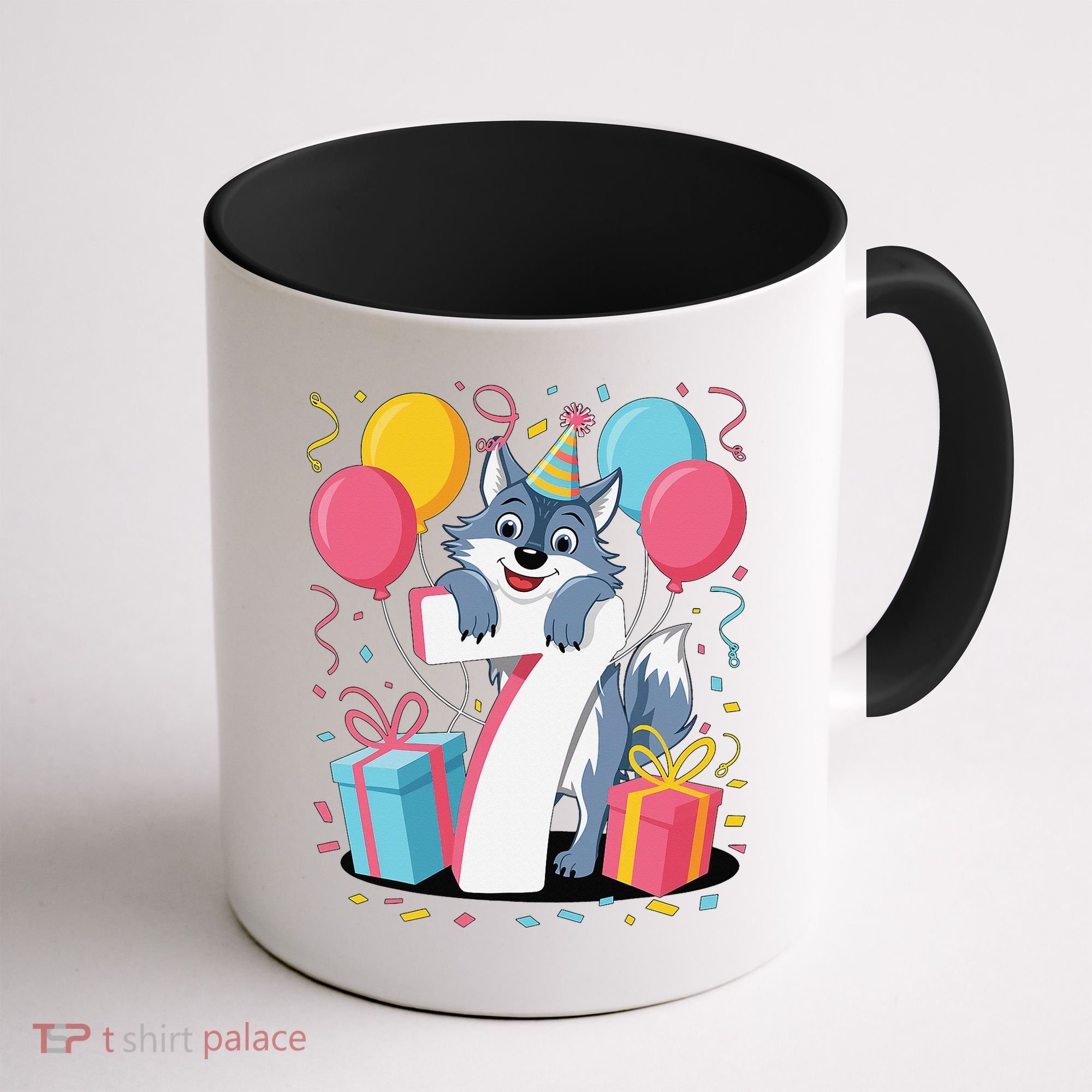 Wolf 7th Birthday Girl 7 Years Old Seventh Seven Wolf Coffee Mug
