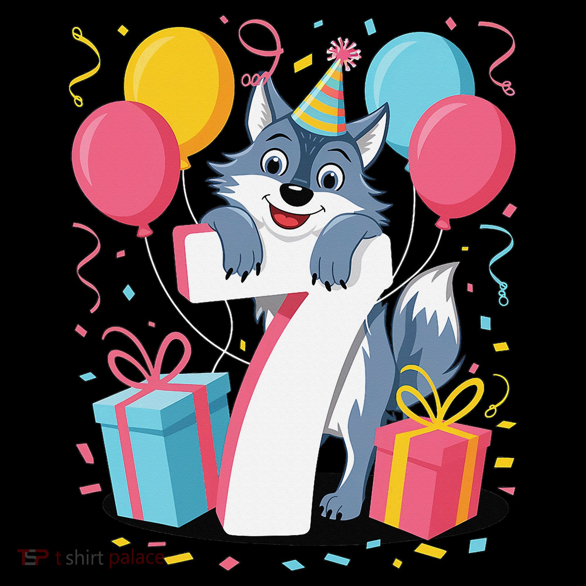 Wolf 7th Birthday Girl 7 Years Old Seventh Seven Wolf Coffee Mug