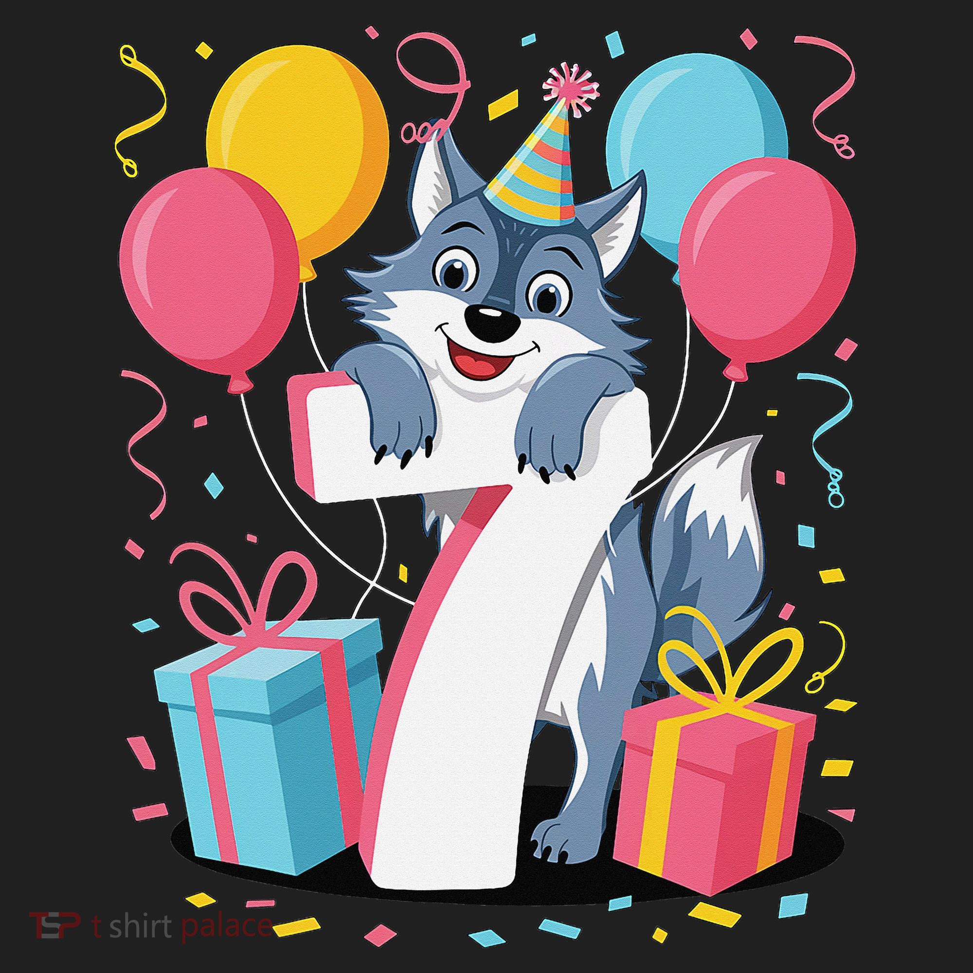 Wolf 7th Birthday Girl 7 Years Old Seventh Seven Wolf Beanie