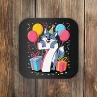 Wolf 7th Birthday Girl 7 Years Old Seventh Seven Wolf Coaster thumb 0