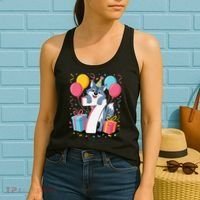 Wolf 7th Birthday Girl 7 Years Old Seventh Seven Wolf Women's Tank Top thumb 2