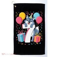 Wolf 7th Birthday Girl 7 Years Old Seventh Seven Wolf Golf Towel thumb 0