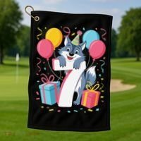 Wolf 7th Birthday Girl 7 Years Old Seventh Seven Wolf Golf Towel thumb 1