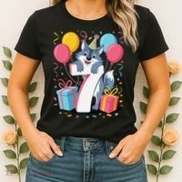 Wolf 7th Birthday Girl 7 Years Old Seventh Seven Wolf Women's T-Shirt thumb 2