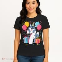 Wolf 7th Birthday Girl 7 Years Old Seventh Seven Wolf Women's T-Shirt thumb 4