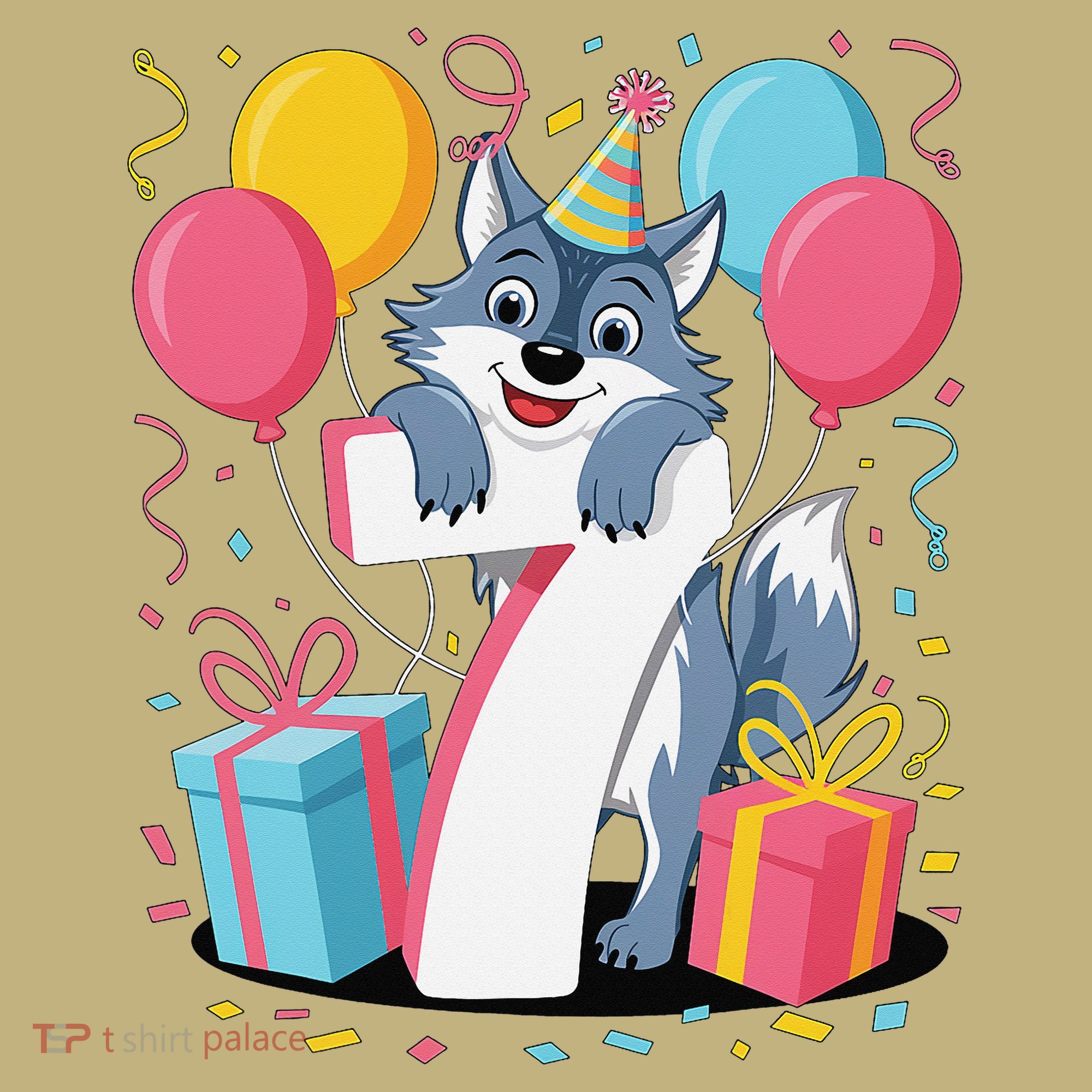 Wolf 7th Birthday Girl 7 Years Old Seventh Seven Wolf Polo