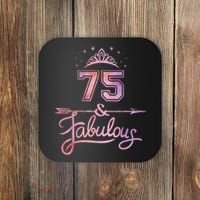 Wo 75 Years Old And Fabulous Happy 75th Birthday Present Coaster thumb 0