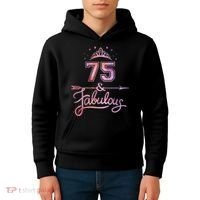 Wo 75 Years Old And Fabulous Happy 75th Birthday Present Kids Hoodie thumb 4