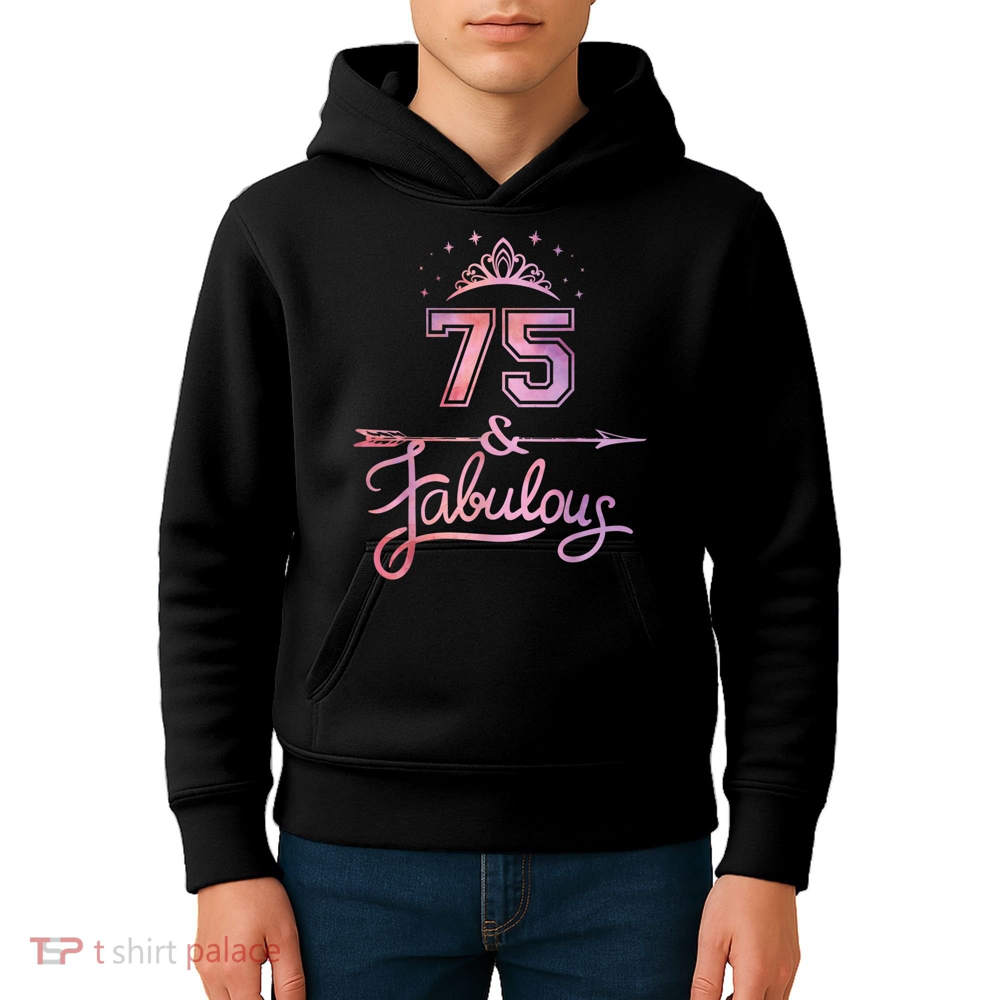 Wo 75 Years Old And Fabulous Happy 75th Birthday Present Kids Hoodie