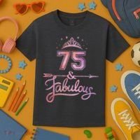 Wo 75 Years Old And Fabulous Happy 75th Birthday Present Kids T-Shirt thumb 3