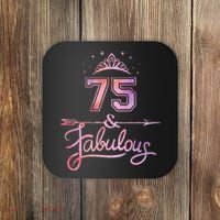 Women 75 Years Old And Fabulous Happy 75th Birthday Coaster thumb 0