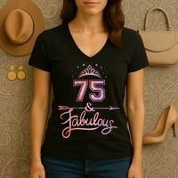 Women 75 Years Old And Fabulous Happy 75th Birthday Women's V-Neck T-Shirt thumb 3