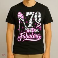 WoM.e.ns 70 Years Old Gifts 70 & Fabulous 70th Birthday Pink Diamond V-Neck T-Shirt thumb 3