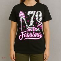 WoM.e.ns 70 Years Old Gifts 70 & Fabulous 70th Birthday Pink Diamond V-Neck T-Shirt thumb 4