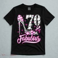 WoM.e.ns 70 Years Old Gifts 70 & Fabulous 70th Birthday Pink Diamond V-Neck T-Shirt thumb 5