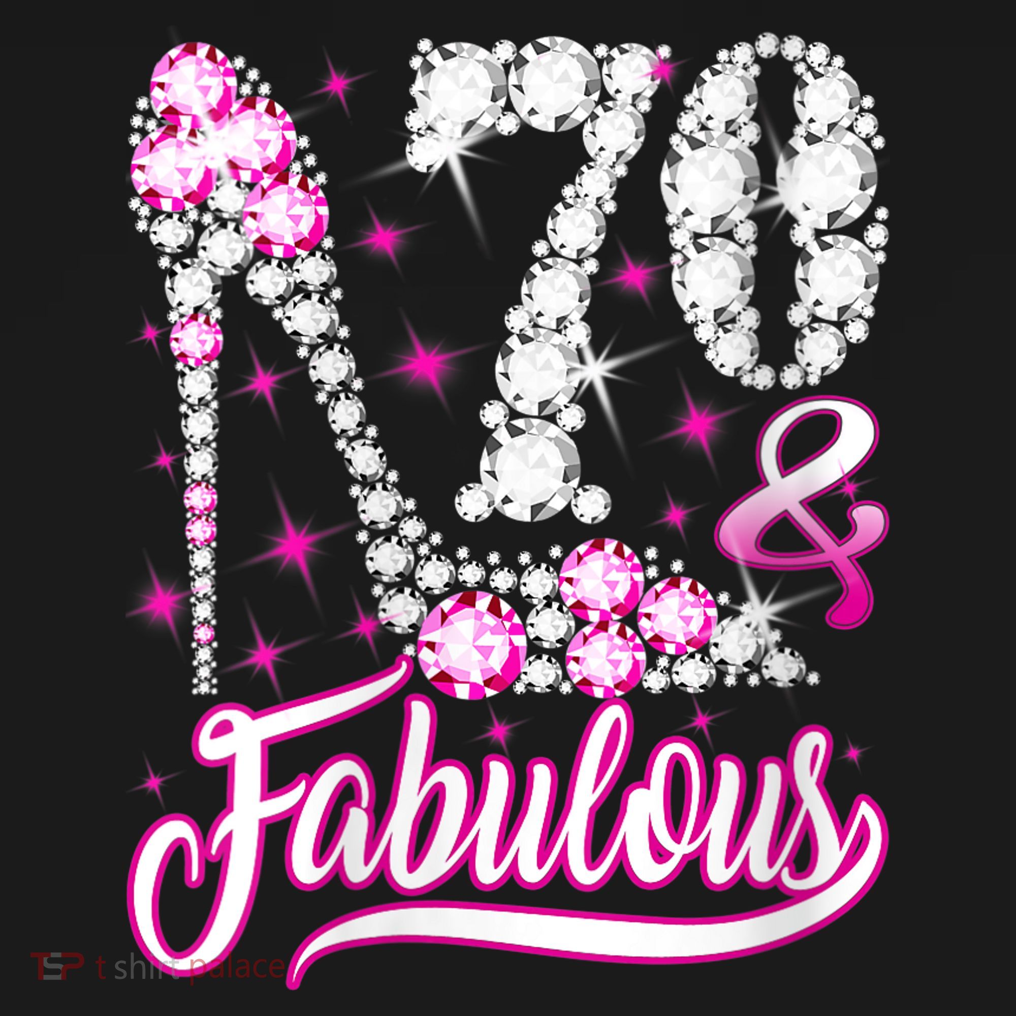 WoM.e.ns 70 Years Old Gifts 70 & Fabulous 70th Birthday Pink Diamond V-Neck T-Shirt