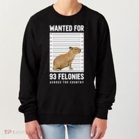 Wanted 93 Felonies Capybara Mugshots Rodent Owners Women's Sweatshirt thumb 0