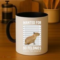 Wanted 93 Felonies Capybara Mugshots Rodent Owners Coffee Mug thumb 4