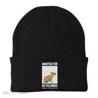 Wanted 93 Felonies Capybara Mugshots Rodent Owners Beanie thumb 0