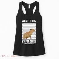 Wanted 93 Felonies Capybara Mugshots Rodent Owners Women's Tank Top thumb 0