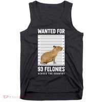 Wanted 93 Felonies Capybara Mugshots Rodent Owners Tank Top thumb 0