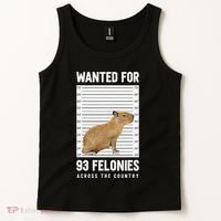 Wanted 93 Felonies Capybara Mugshots Rodent Owners Tank Top thumb 2