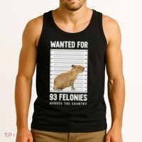 Wanted 93 Felonies Capybara Mugshots Rodent Owners Tank Top thumb 3
