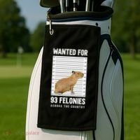 Wanted 93 Felonies Capybara Mugshots Rodent Owners Golf Towel thumb 2