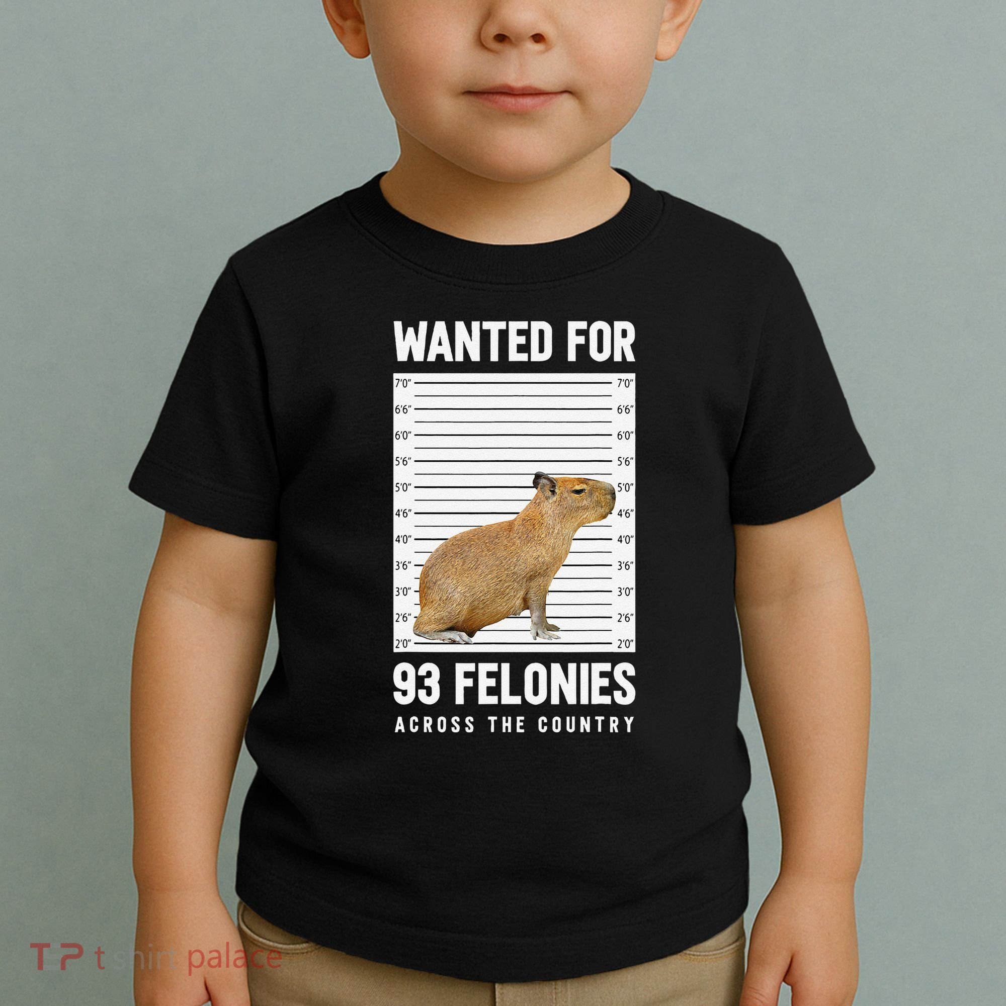 Wanted 93 Felonies Capybara Mugshots Rodent Owners Toddler T-Shirt