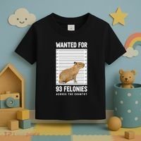 Wanted 93 Felonies Capybara Mugshots Rodent Owners Toddler T-Shirt thumb 3
