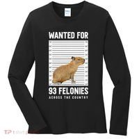 Wanted 93 Felonies Capybara Mugshots Rodent Owners Women's Long Sleeve Shirt thumb 0