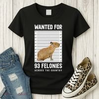 Wanted 93 Felonies Capybara Mugshots Rodent Owners Women's T-Shirt thumb 3