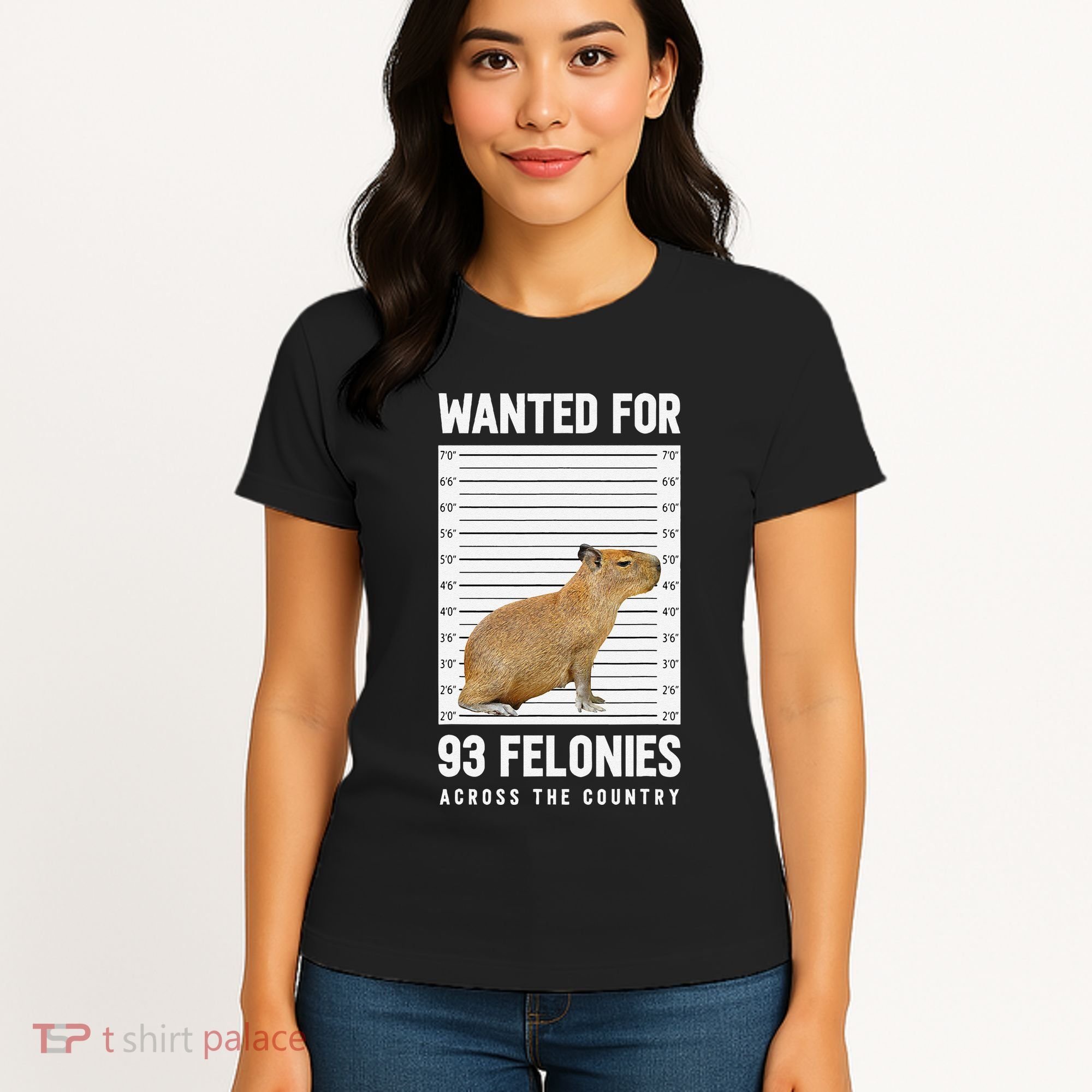 Wanted 93 Felonies Capybara Mugshots Rodent Owners Women's T-Shirt