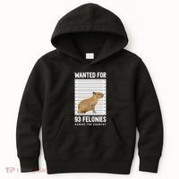 Wanted 93 Felonies Capybara Mugshots Rodent Owners Kids Hoodie thumb 0