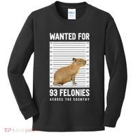 Wanted 93 Felonies Capybara Mugshots Rodent Owners Kids Long Sleeve Shirt thumb 0