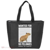 Wanted 93 Felonies Capybara Mugshots Rodent Owners Tote Bag thumb 0