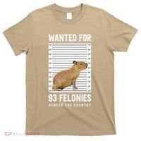 Wanted 93 Felonies Capybara Mugshots Rodent Owners T-Shirt thumb 0