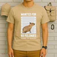 Wanted 93 Felonies Capybara Mugshots Rodent Owners T-Shirt thumb 6