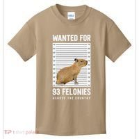 Wanted 93 Felonies Capybara Mugshots Rodent Owners Kids T-Shirt thumb 0