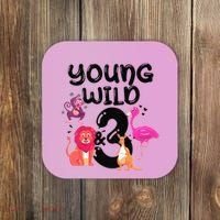 Wild And 3 3rd Birthday Safari Zoo Animal Jungle Cute Coaster thumb 0