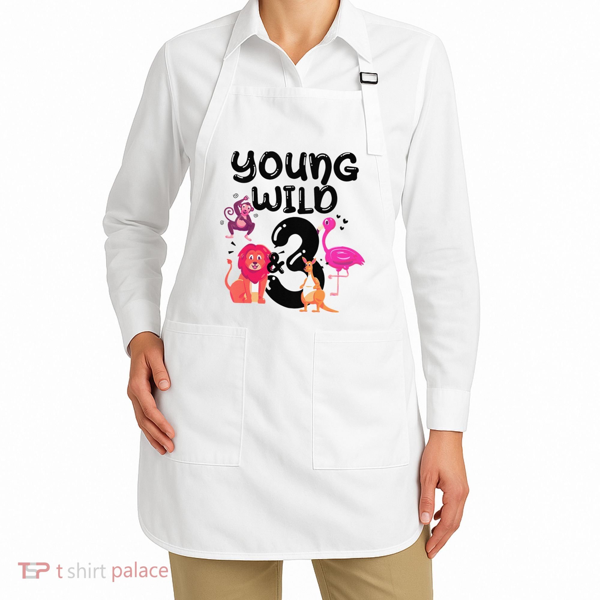 Wild And 3 3rd Birthday Safari Zoo Animal Jungle Cute Apron