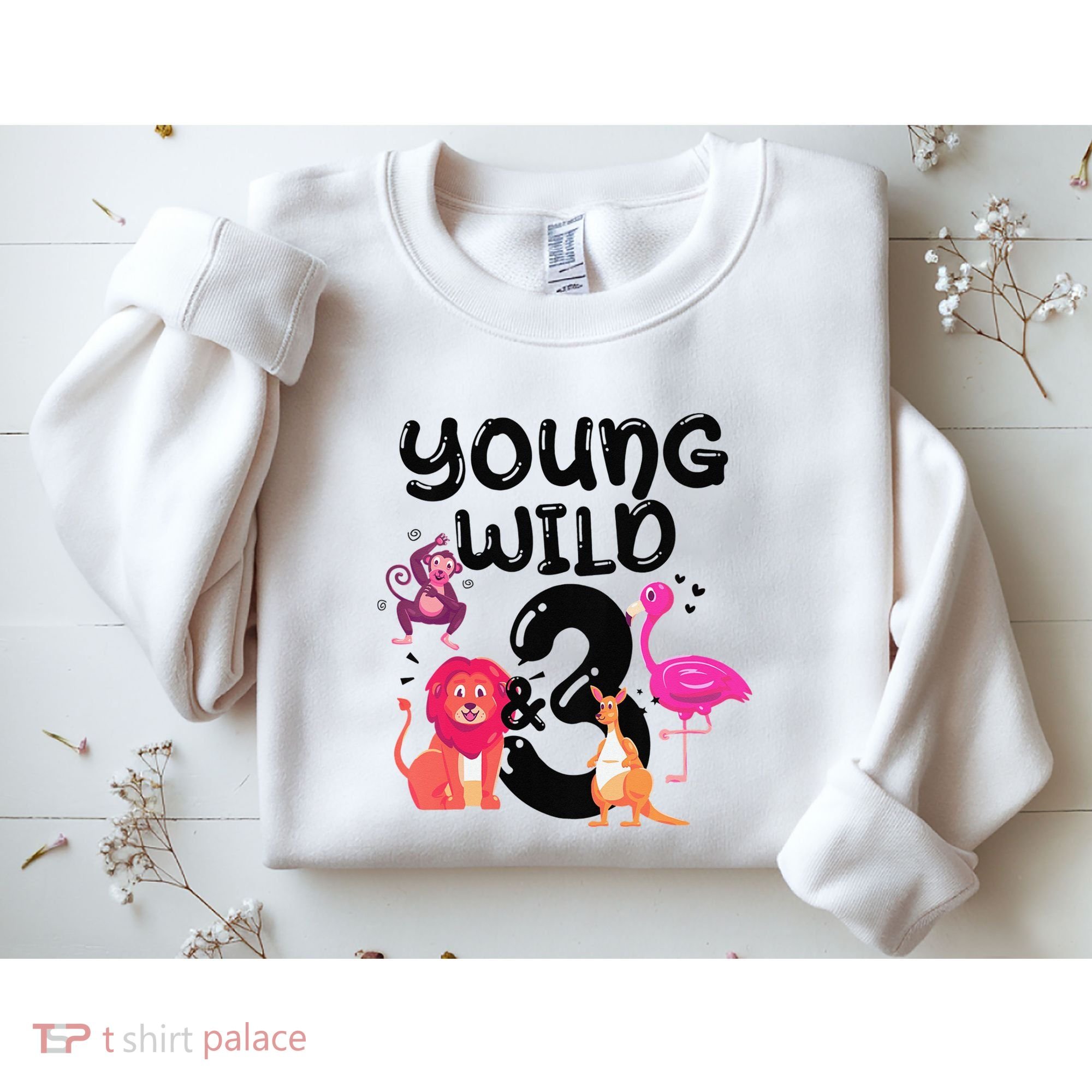 Wild And 3 3rd Birthday Safari Zoo Animal Jungle Cute Sweatshirt