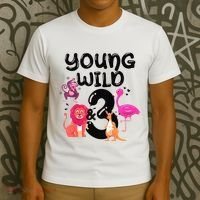 Wild And 3 3rd Birthday Safari Zoo Animal Jungle Cute T-Shirt thumb 3
