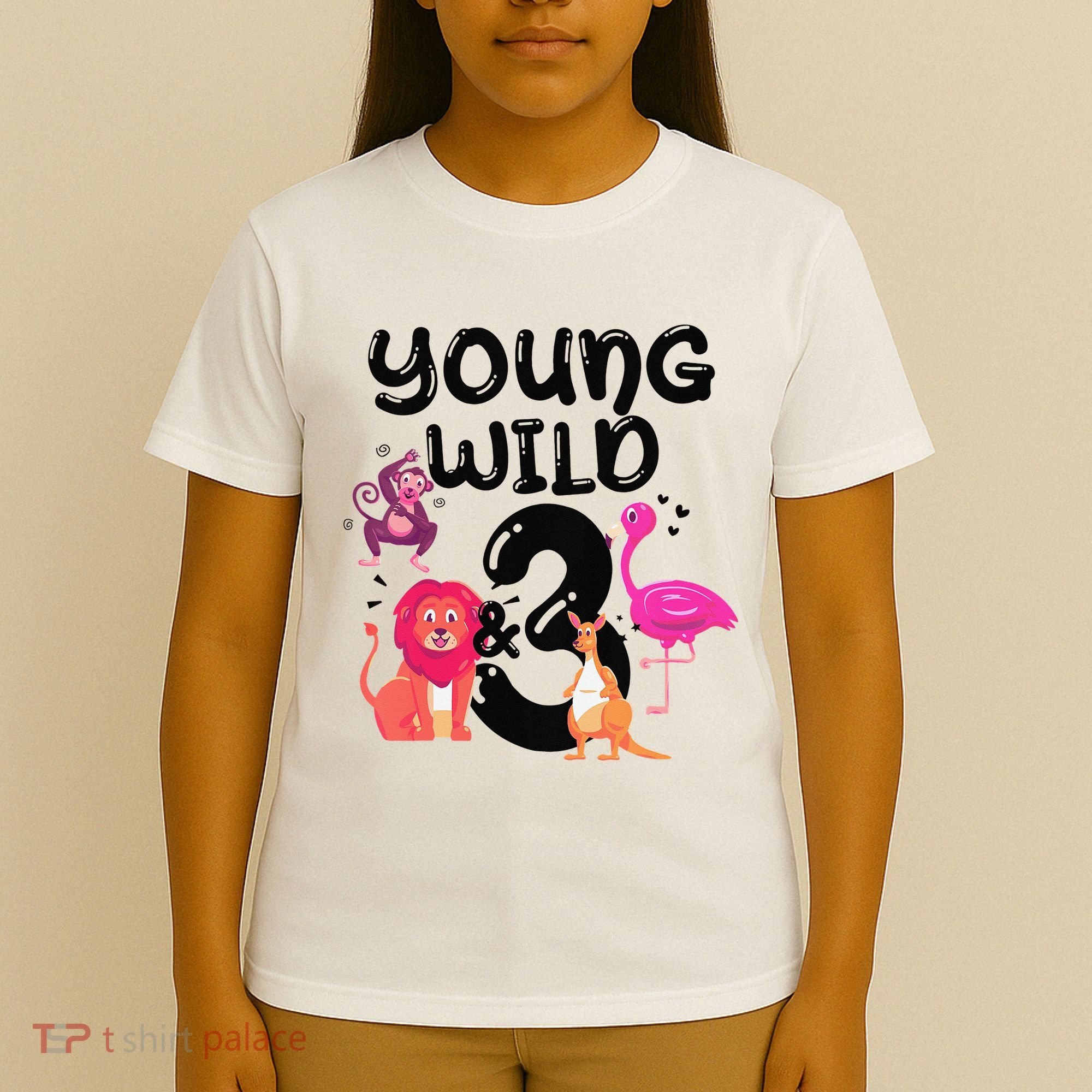 Wild And 3 3rd Birthday Safari Zoo Animal Jungle Cute T-Shirt